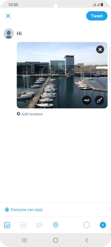 Write the required text and press Tweet. Write the required text and press Tweet.