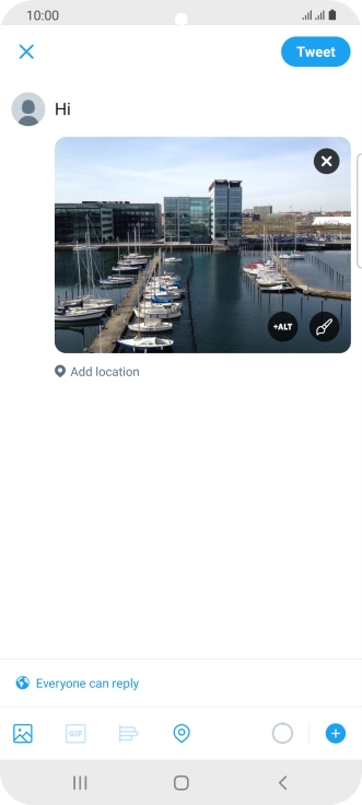 Write the required text and press Tweet. Write the required text and press Tweet.