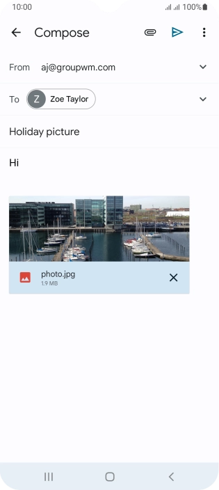 Press the send icon when you've finished your email message.