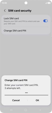 Key in your current PIN and press OK. Key in your current PIN and press OK.