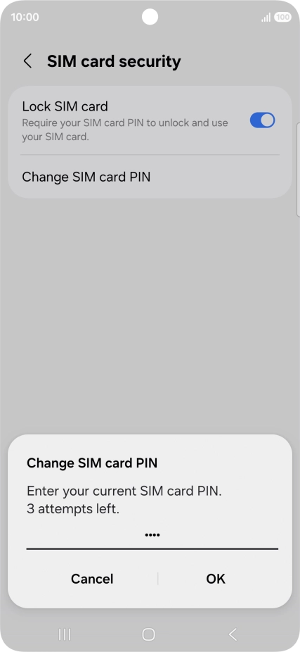 Key in your current PIN and press OK. Key in your current PIN and press OK.
