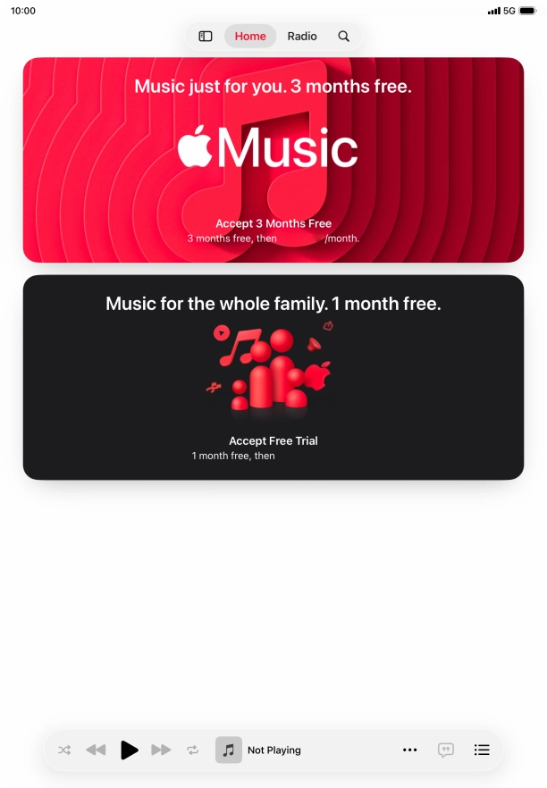 Press the iPad icon. Press the iPad icon.