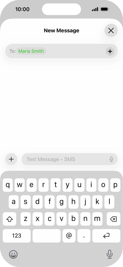 Press the text input field and write the text for your text message.