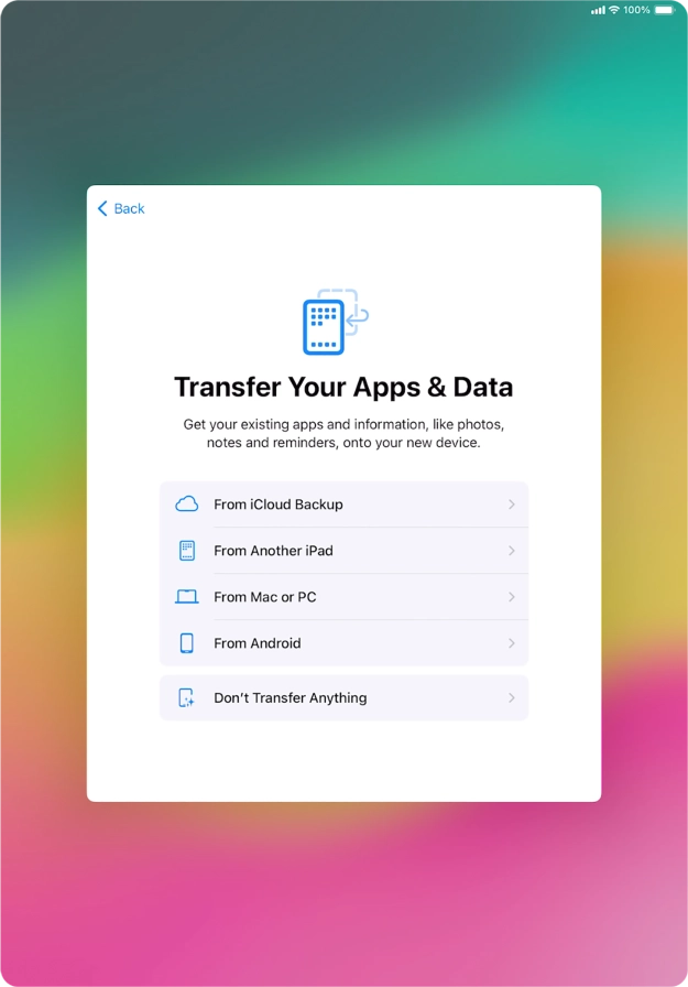 Press Don't Transfer Anything and follow the instructions on the screen to finish the activation.
