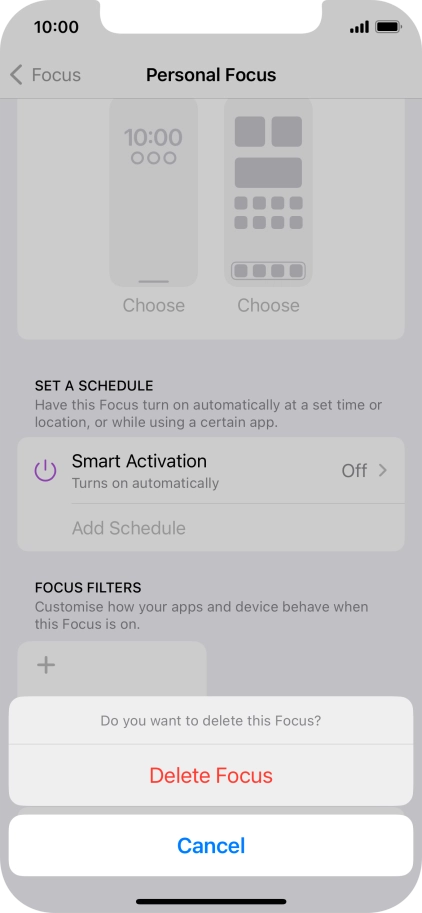 Press Delete Focus.