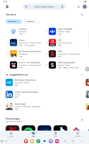 Press the search field.