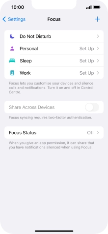 Press the required focus mode.