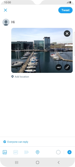 Write the required text and press Tweet. Write the required text and press Tweet.