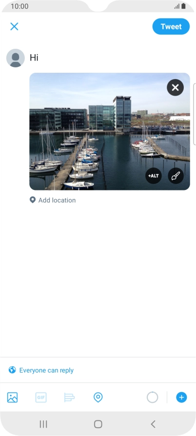 Write the required text and press Tweet. Write the required text and press Tweet.