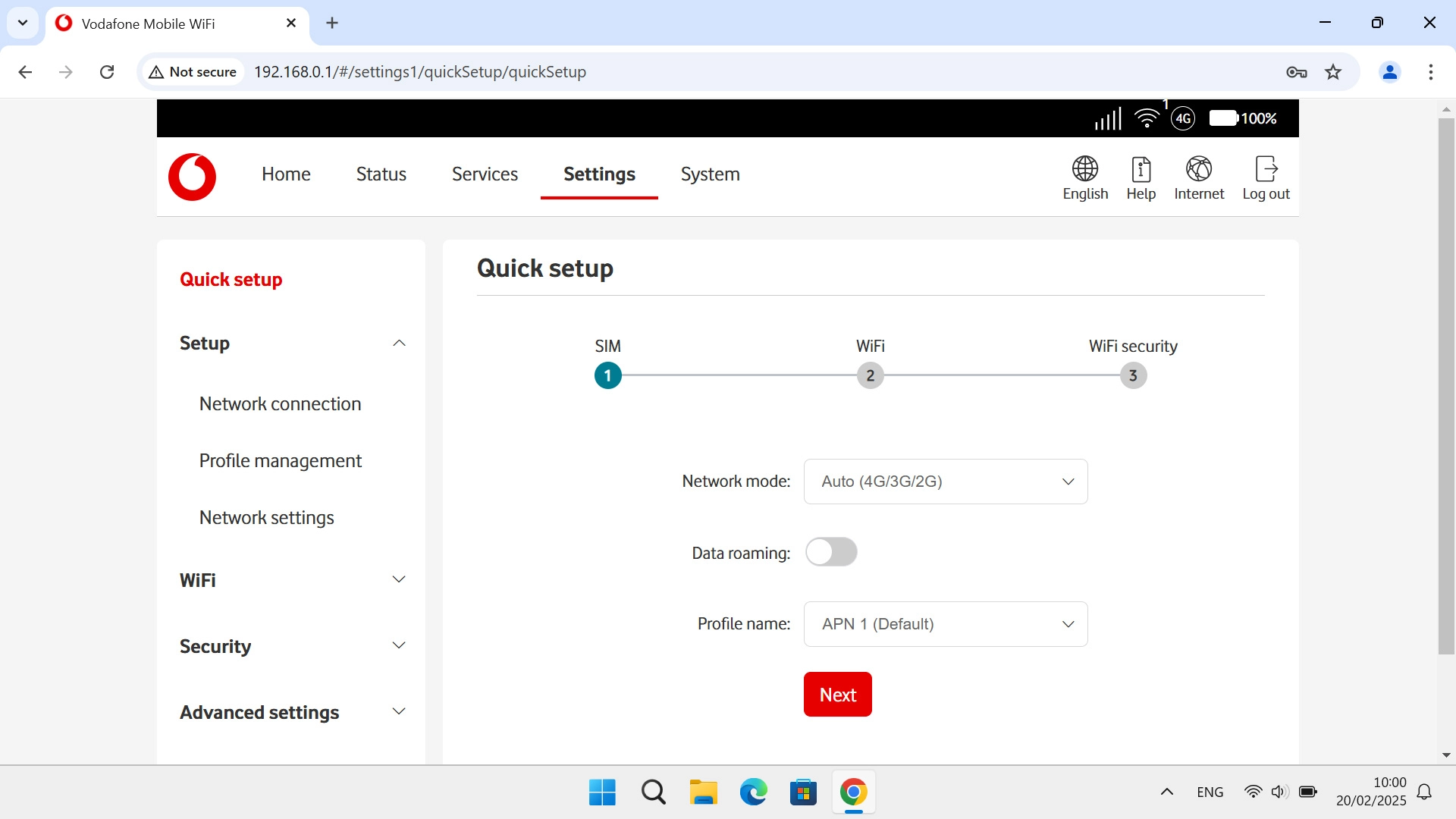 Click Network settings.