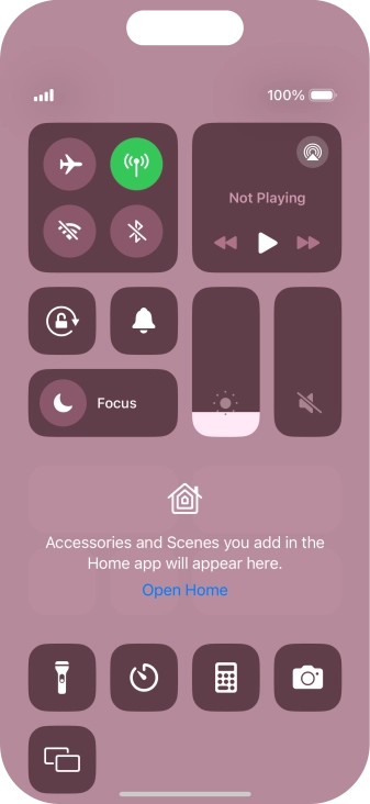 Press the flight mode icon to turn the function on or off.