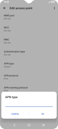 Key in default and press OK.