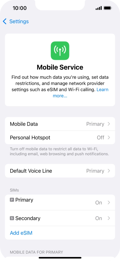 Press Mobile Data.
