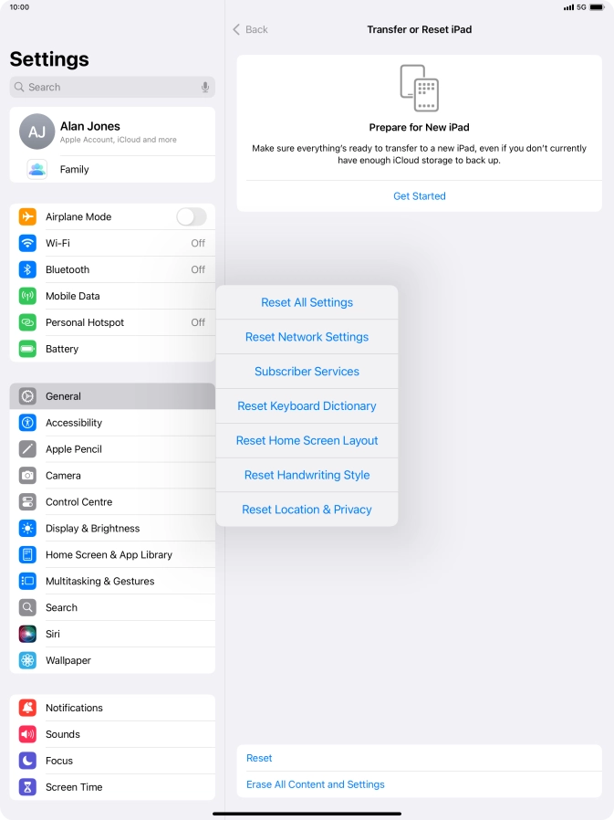 Press Reset All Settings. Press Reset All Settings.
