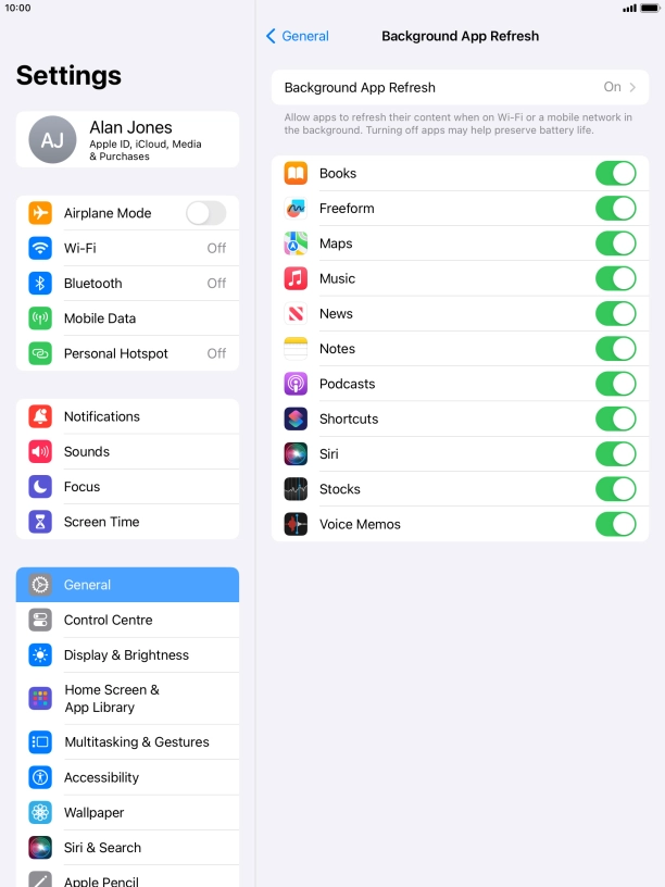 Press Background App Refresh. Press Background App Refresh.