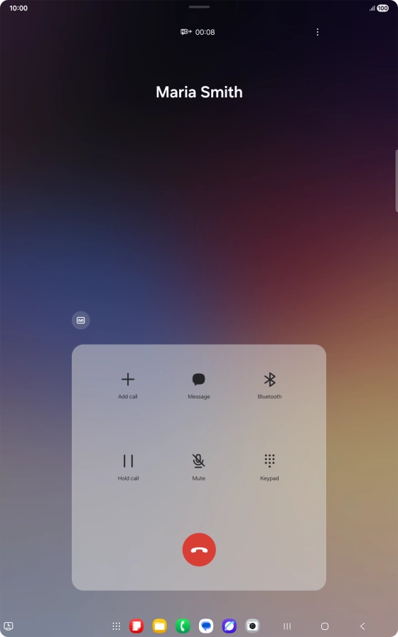 Press the end call icon. Press the end call icon.