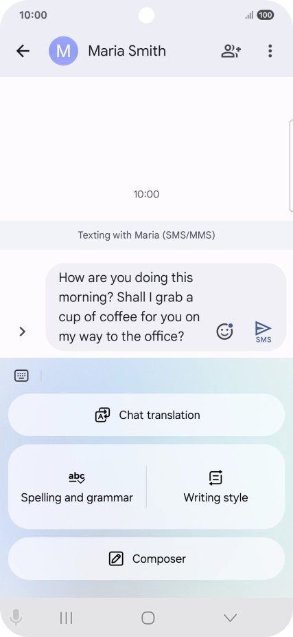 To change the writing style of your text, press Writing style and follow the instructions on the screen to use the function. To change the writing style of your text, press Writing style and follow the instructions on the screen to use the function.