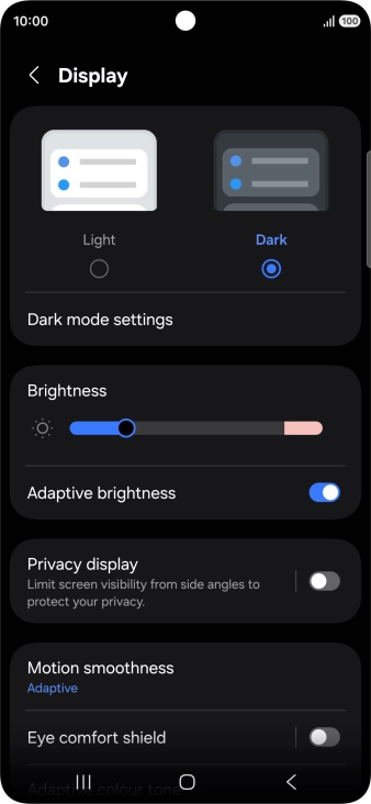 Press Dark mode settings. Press Dark mode settings.