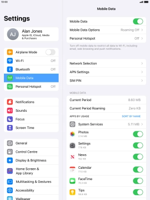 The total data usage is displayed next to Current Period.