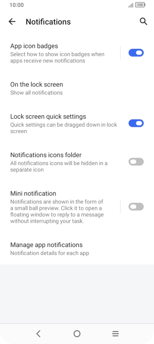 Press Manage app notifications. Press Manage app notifications.