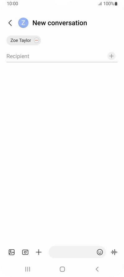 Press the text input field and write the text for your text message.