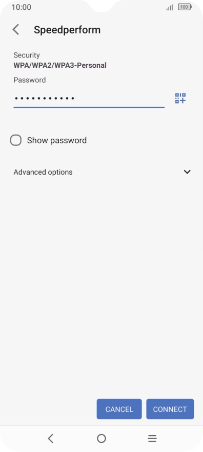 Key in the password for the Wi-Fi network and press CONNECT. Key in the password for the Wi-Fi network and press CONNECT.