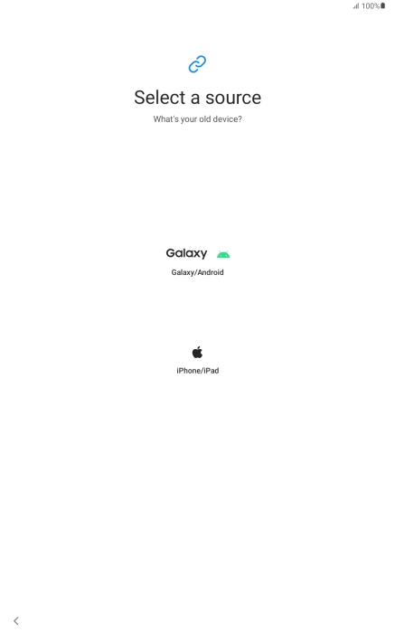 Press the required setting and follow the instructions on the screen to transfer the content from another device.