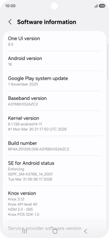 Your phone's software version is displayed below Android version.