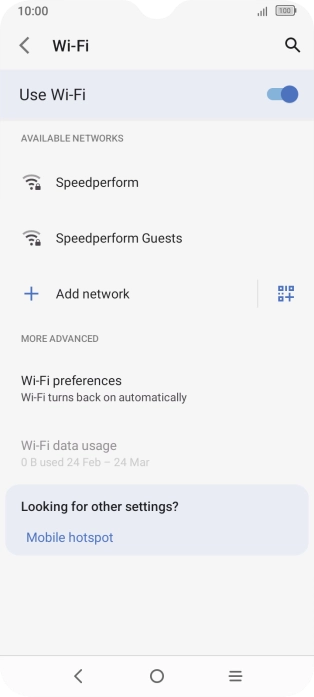 Press the required Wi-Fi network. Press the required Wi-Fi network.