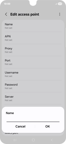 Key in Vodafone Internet and press OK.