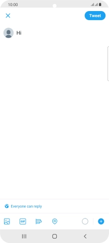 Write the required text and press Tweet. Write the required text and press Tweet.