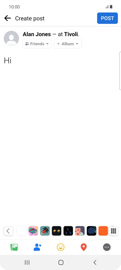 Write the required text and press POST. Write the required text and press POST.