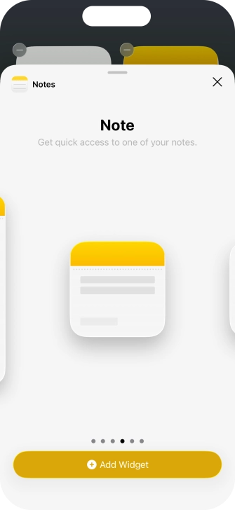 Slide your finger right or left on the screen to select the required widget size. Slide your finger right or left on the screen to select the required widget size.