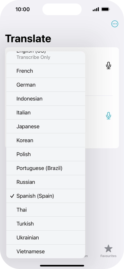 Press the required target language.