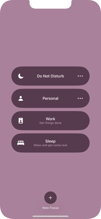Press the required focus mode to activate or deactivate it immediately.