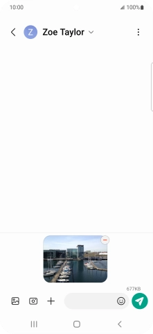 Press the text input field and write the text for your picture message. Press the text input field and write the text for your picture message.