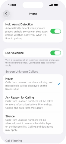 Press Silence to turn on the function.