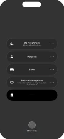 Press the required focus mode to activate or deactivate it immediately.