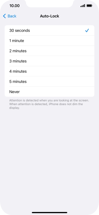 Press the required setting. Press the required setting.