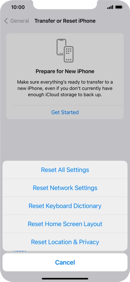 Press Reset All Settings.