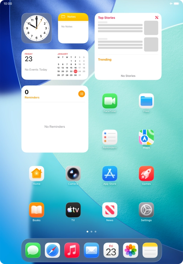 The flight mode icon shows that flight mode is turned on.