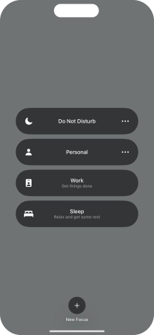 Press the required focus mode to activate or deactivate it immediately.