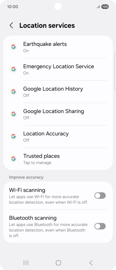 Press Location Accuracy. Press Location Accuracy.