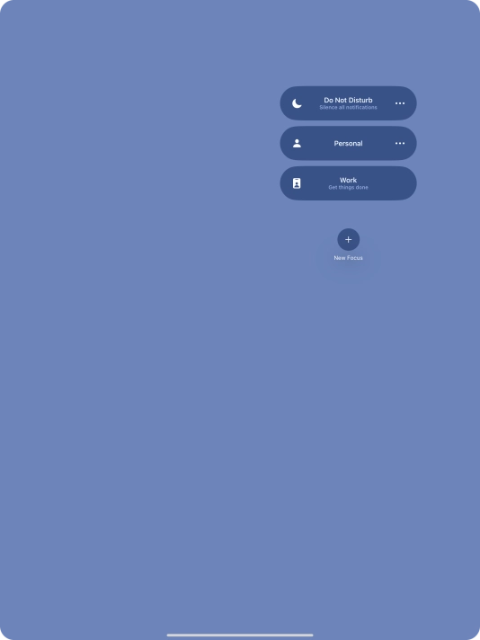 Press the required focus mode to activate or deactivate it immediately.
