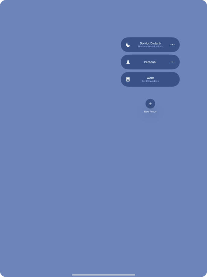 Press the required focus mode to activate or deactivate it immediately.