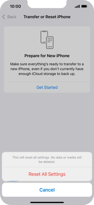 Press Reset All Settings. Press Reset All Settings.