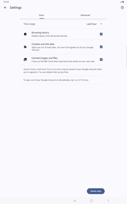 Press the fields next to the required data types. Press the fields next to the required data types.
