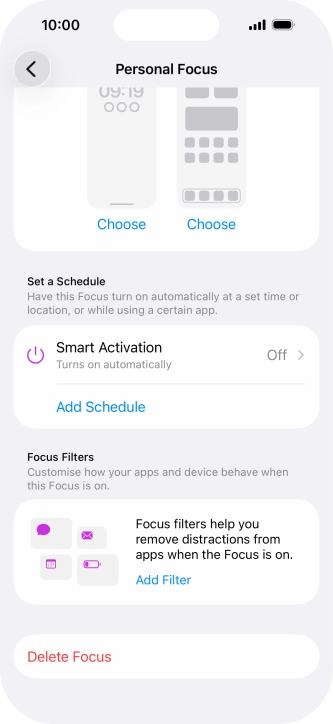 Press the required setting below 
