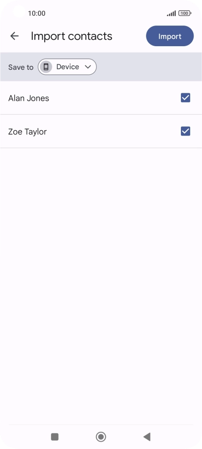 Press the fields next to the required contacts to select them. Press the fields next to the required contacts to select them.