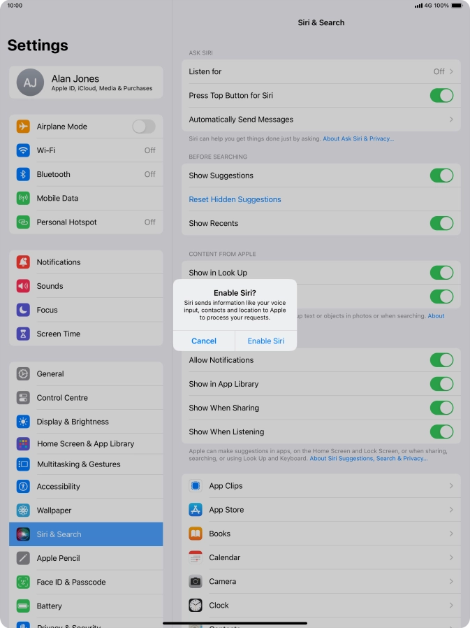 Press Enable Siri. Press Enable Siri.